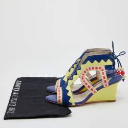 Sophia Webster Multicolor Leather and Suede Wedge Sandals Size 36