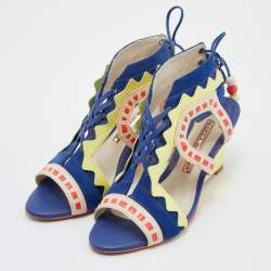 Sophia Webster Multicolor Leather and Suede Wedge Sandals Size 36