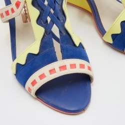 Sophia Webster Multicolor Leather and Suede Wedge Sandals Size 36
