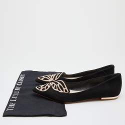 Sophia Webster Black Suede Bibi Butterfly Pointed Toe Ballet Flats Size 39