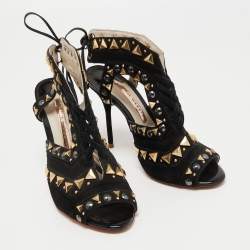 Sophia Webster Black Suede Studded Riko Sandals Size 36