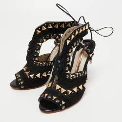 Sophia Webster Black Suede Studded Riko Sandals Size 36