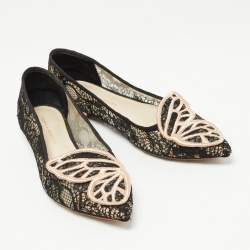 Sophia Webster Black Lace Bibi Butterfly Ballet Flats Size 38.5