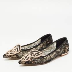 Sophia Webster Black Lace Bibi Butterfly Ballet Flats Size 38.5