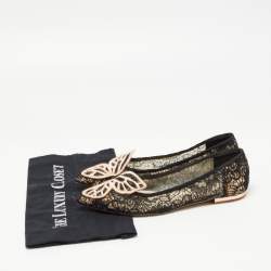 Sophia Webster Black Lace Bibi Butterfly Ballet Flats Size 38.5