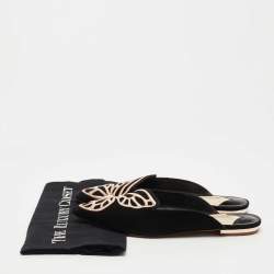 Sophia Webster Black Suede Bibi Butterfly Flat Mules Size 39.5