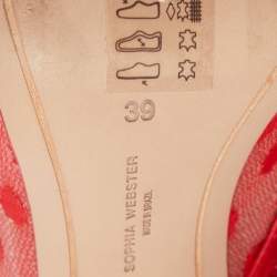 Pre Owned Sophia Webster Red Leather and Mesh Booties Size 39