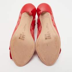 Pre Owned Sophia Webster Red Leather and Mesh Booties Size 39