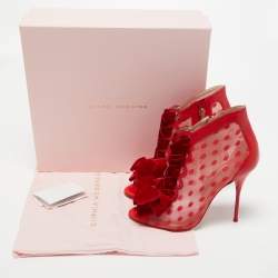 Pre Owned Sophia Webster Red Leather and Mesh Booties Size 39