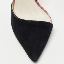 Sophia Webster Black/Metallic Suede and Glitter D'orsay Ankle Strap Pumps Size 37