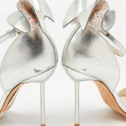 Sophia Webster Metallic Silver Leather Chiara Butterfly Ankle Strap Sandals Size 35.5