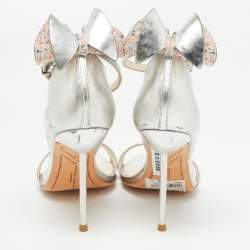 Sophia Webster Metallic Silver Leather Chiara Butterfly Ankle Strap Sandals Size 35.5