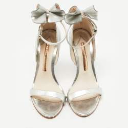 Sophia Webster Metallic Silver Leather Chiara Butterfly Ankle Strap Sandals Size 35.5