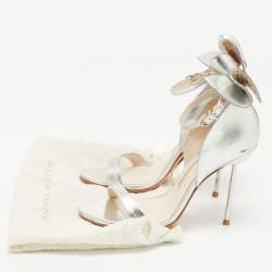 Sophia Webster Metallic Silver Leather Chiara Butterfly Ankle Strap Sandals Size 35.5