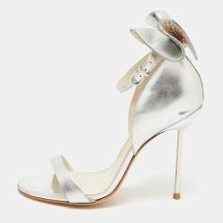Sophia Webster Metallic Silver Leather Chiara Butterfly Ankle Strap Sandals Size 35.5