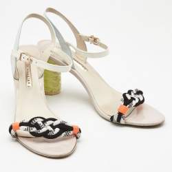 Sophia Webster Multicolor Leather and Canvas Ankle Strap Sandals Size 41