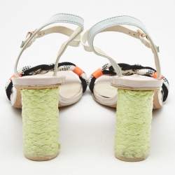 Sophia Webster Multicolor Leather and Canvas Ankle Strap Sandals Size 41