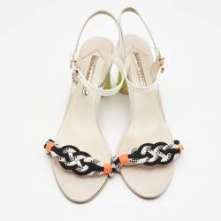 Sophia Webster Multicolor Leather and Canvas Ankle Strap Sandals Size 41