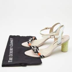 Sophia Webster Multicolor Leather and Canvas Ankle Strap Sandals Size 41