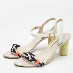 Sophia Webster Multicolor Leather and Canvas Ankle Strap Sandals Size 41