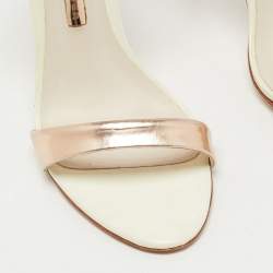 Pre Owned Sophia Webster Gold/White Leather Evangeline Laser Cut Angel Wing Ankle Strap Sandals Size 37.5