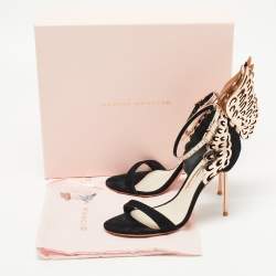 Sophia Webster Black/Rose Gold Suede and Leather Evangeline Ankle Strap Sandals Size 38
