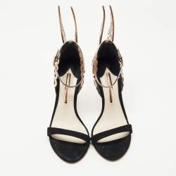 Sophia Webster Black/Rose Gold Suede and Leather Evangeline Ankle Strap Sandals Size 38