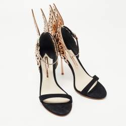 Sophia Webster Black/Rose Gold Suede and Leather Evangeline Ankle Strap Sandals Size 38