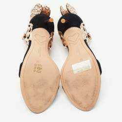 Sophia Webster Black/Rose Gold Suede and Leather Evangeline Ankle Strap Sandals Size 38