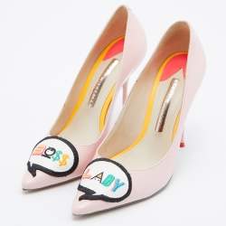 Sophia Webster Pink Patent Leather Lady Boss Pointed Toe Pumps Size 37.5