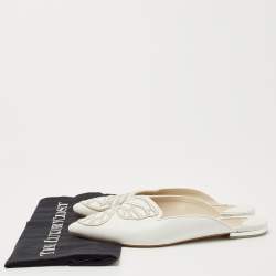 Sophia Webster White Leather Bibi Butterfly Flat Mules Size 38