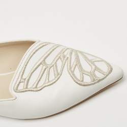 Sophia Webster White Leather Bibi Butterfly Flat Mules Size 38