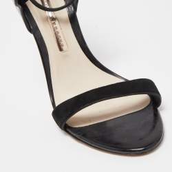 Sophia Webster Black Foil Leather and Suede Chiara  Butterfly Ankle Strap Sandals Size 38