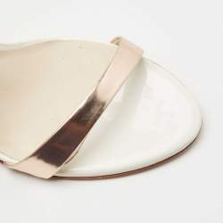 Pre Owned Sophia Webster Rose Gold/White Leather Evangeline Laser Cut Angel Wing Ankle Strap Sandals Size 38.5