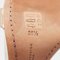 Pre Owned Sophia Webster Rose Gold/White Leather Evangeline Laser Cut Angel Wing Ankle Strap Sandals Size 38.5