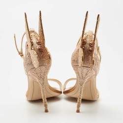 Pre Owned Sophia Webster Gold Leather And Glitter Chiara Ankle Strap Sandals Size 38