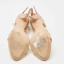 Pre Owned Sophia Webster Gold Leather And Glitter Chiara Ankle Strap Sandals Size 38