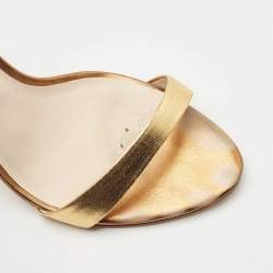 Pre Owned Sophia Webster Gold Leather And Glitter Chiara Ankle Strap Sandals Size 38