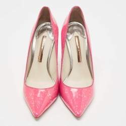 Pre Owned Sophia Webster Pink Glitter Patent Leather Pointed Toe Pumps Size 39.5