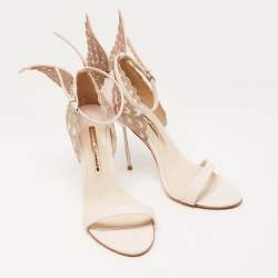 Pre Owned Sophia Webster Pink Leather and Glitter Evangeline Ankle Strap Sandals Size 40