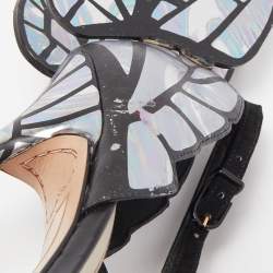 Pre Owned Sophia Webster Black Suede and Iridescent Leather Chiara Ankle Strap Sandals Size 38