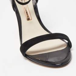 Pre Owned Sophia Webster Black Suede and Iridescent Leather Chiara Ankle Strap Sandals Size 38