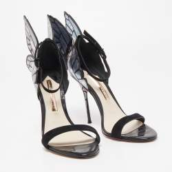Pre Owned Sophia Webster Black Suede and Iridescent Leather Chiara Ankle Strap Sandals Size 38