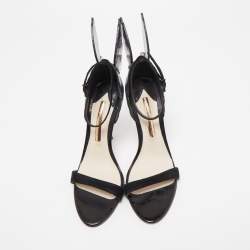 Pre Owned Sophia Webster Black Suede and Iridescent Leather Chiara Ankle Strap Sandals Size 38