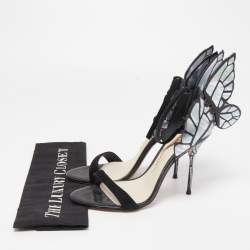 Pre Owned Sophia Webster Black Suede and Iridescent Leather Chiara Ankle Strap Sandals Size 38