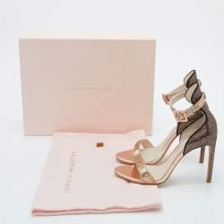 Pre Owned Sophia Webster Rose Gold/Black Glitter and Patent Leather Nicole Sandals Size 35.5