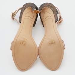 Pre Owned Sophia Webster Rose Gold/Black Glitter and Patent Leather Nicole Sandals Size 35.5