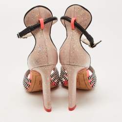 Pre Owned Sophia Webster Multicolour Glitter Leather Ankle Strap Sandals Size 37