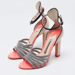 Pre Owned Sophia Webster Multicolour Glitter Leather Ankle Strap Sandals Size 37