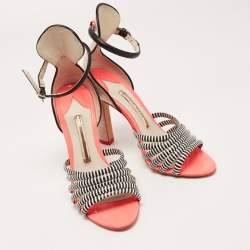Pre Owned Sophia Webster Multicolour Glitter Leather Ankle Strap Sandals Size 37